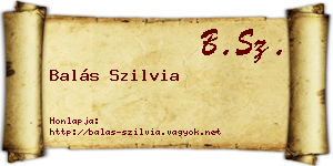 Balás Szilvia névjegykártya